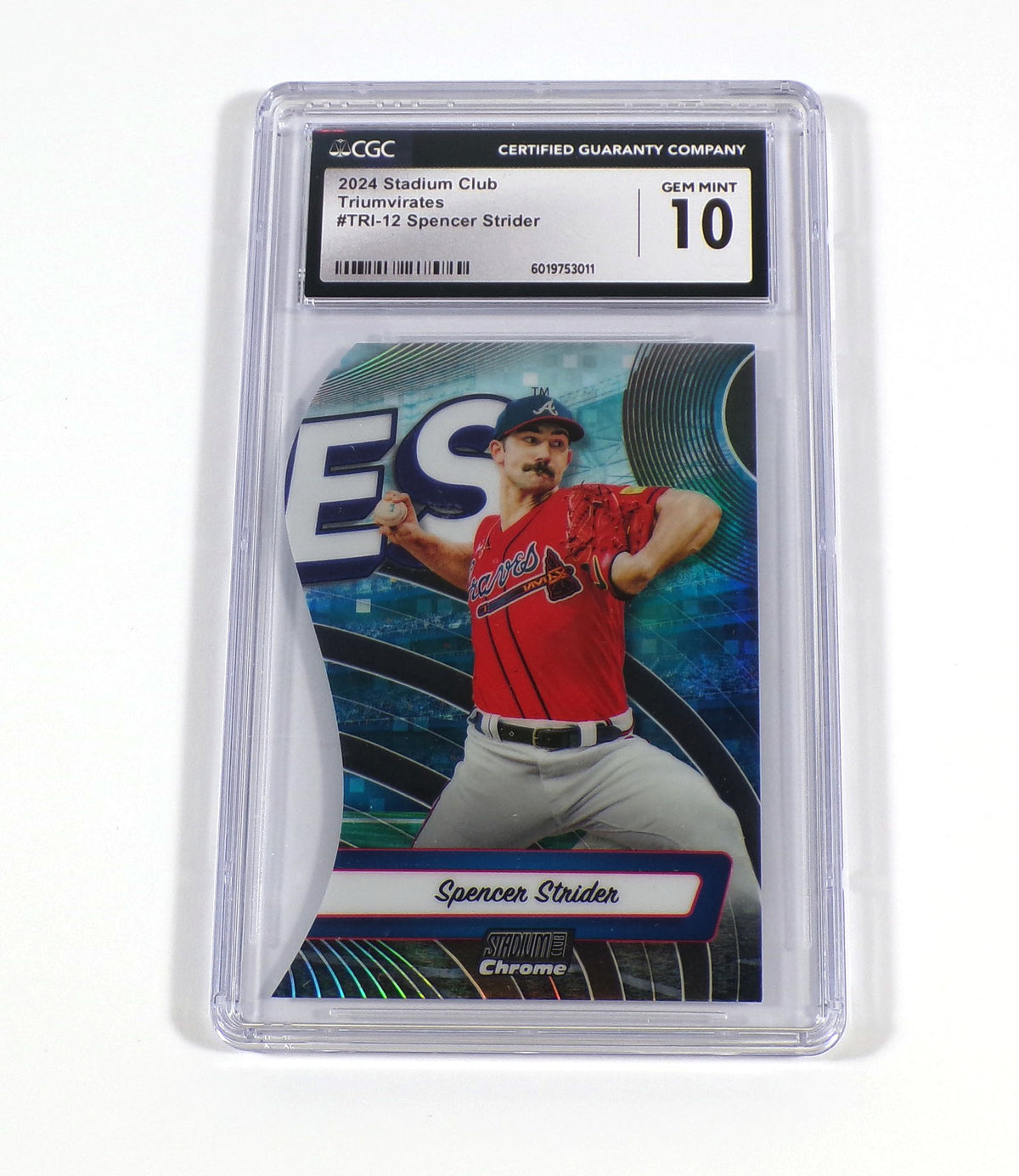 2024 Topps Stadium Club Chrome Spencer Strider #TRI12 Triumvirates Braves CGC 10