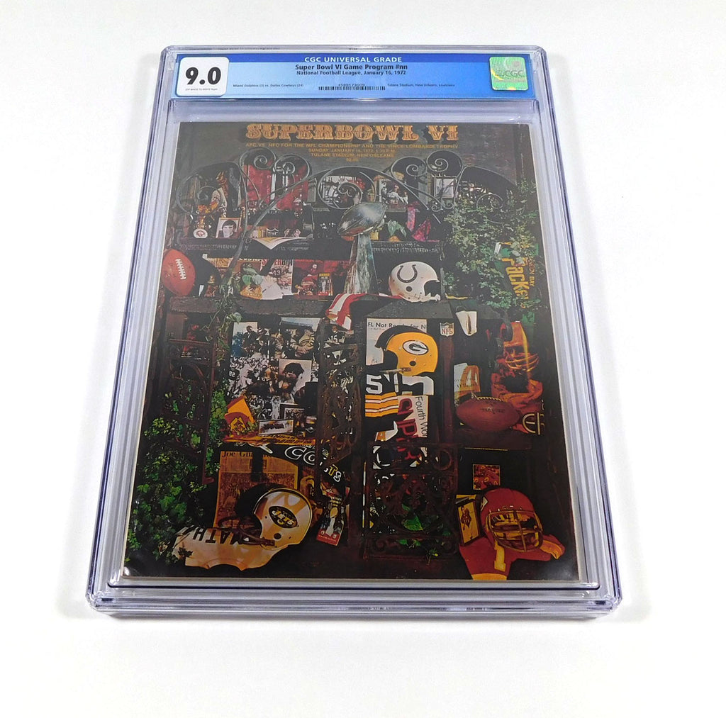 1972 Super Bowl VI 6 Football Program Dolphins vs Cowboys 1-16-72 CGC 9