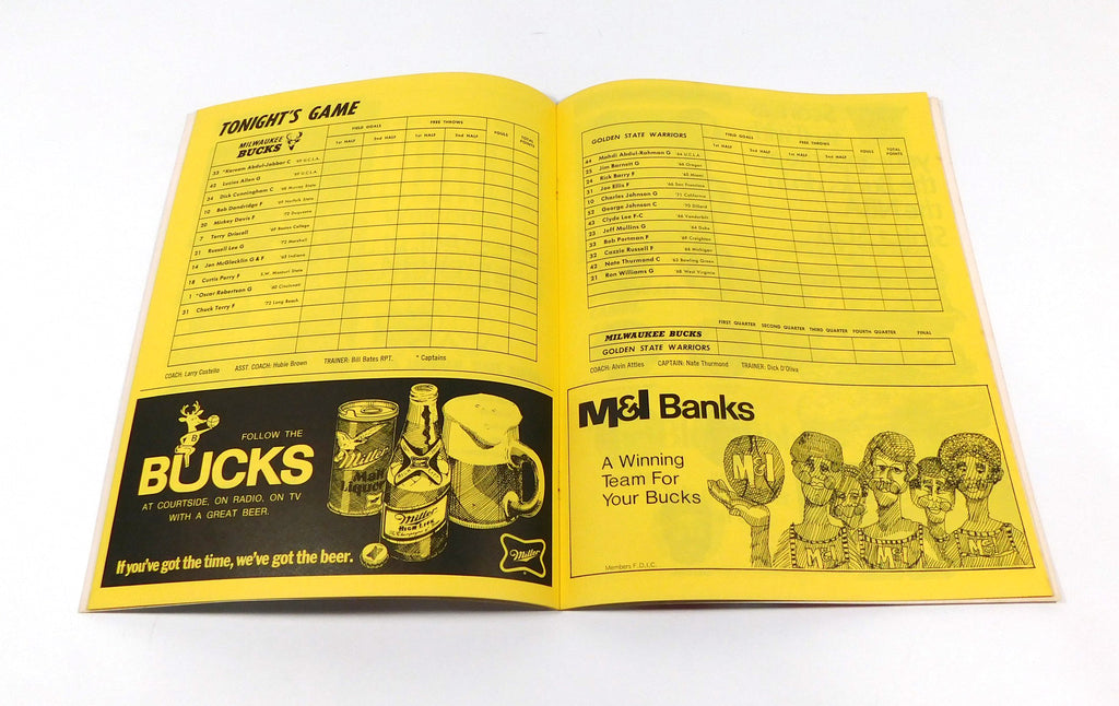 1972-73 Golden State at Milwaukee Bucks NBA Basketball Playoff Program 4-1-73 Pic2
