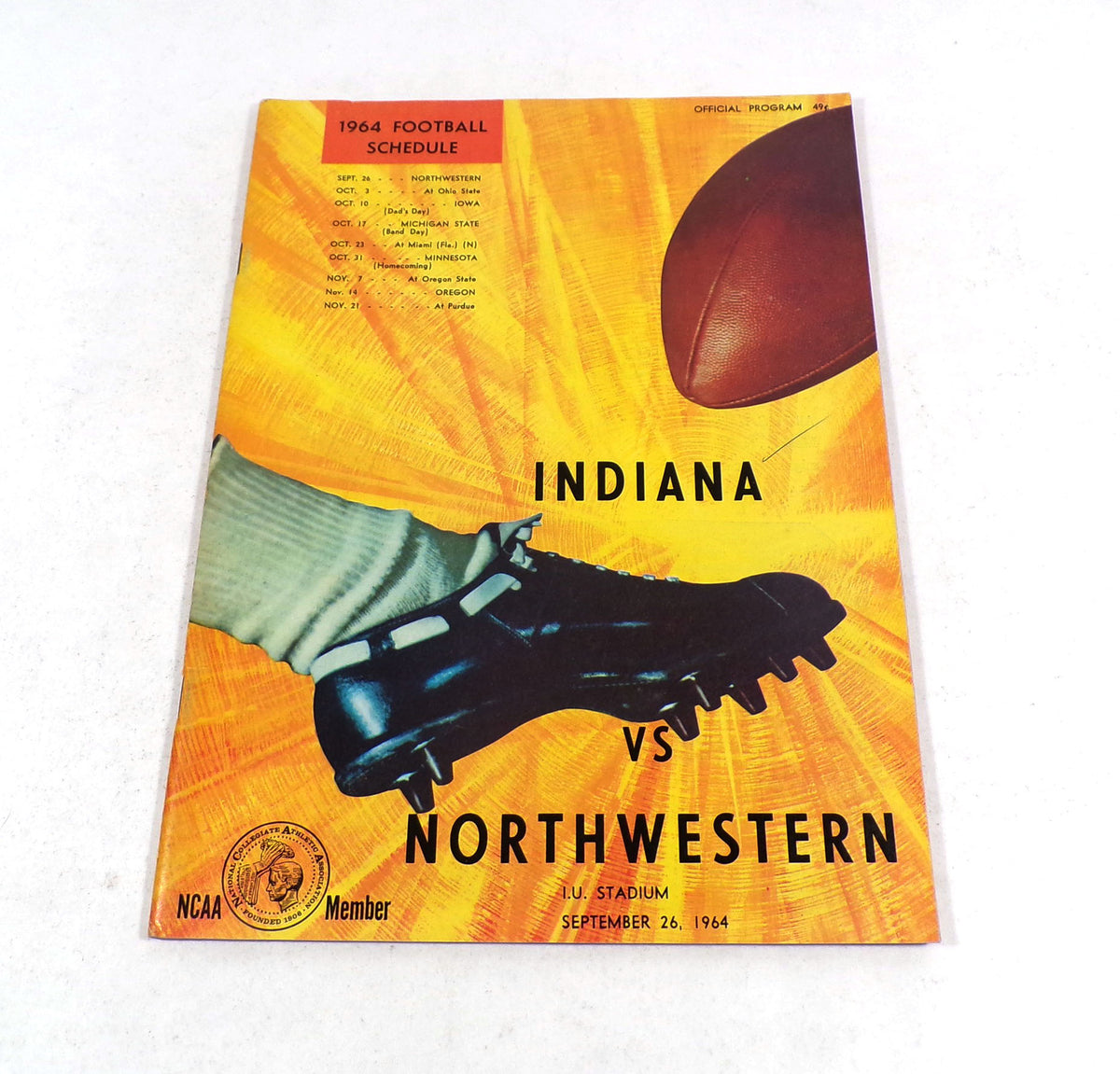 1964 Northwestern at Indiana College Football Program 9-26-64