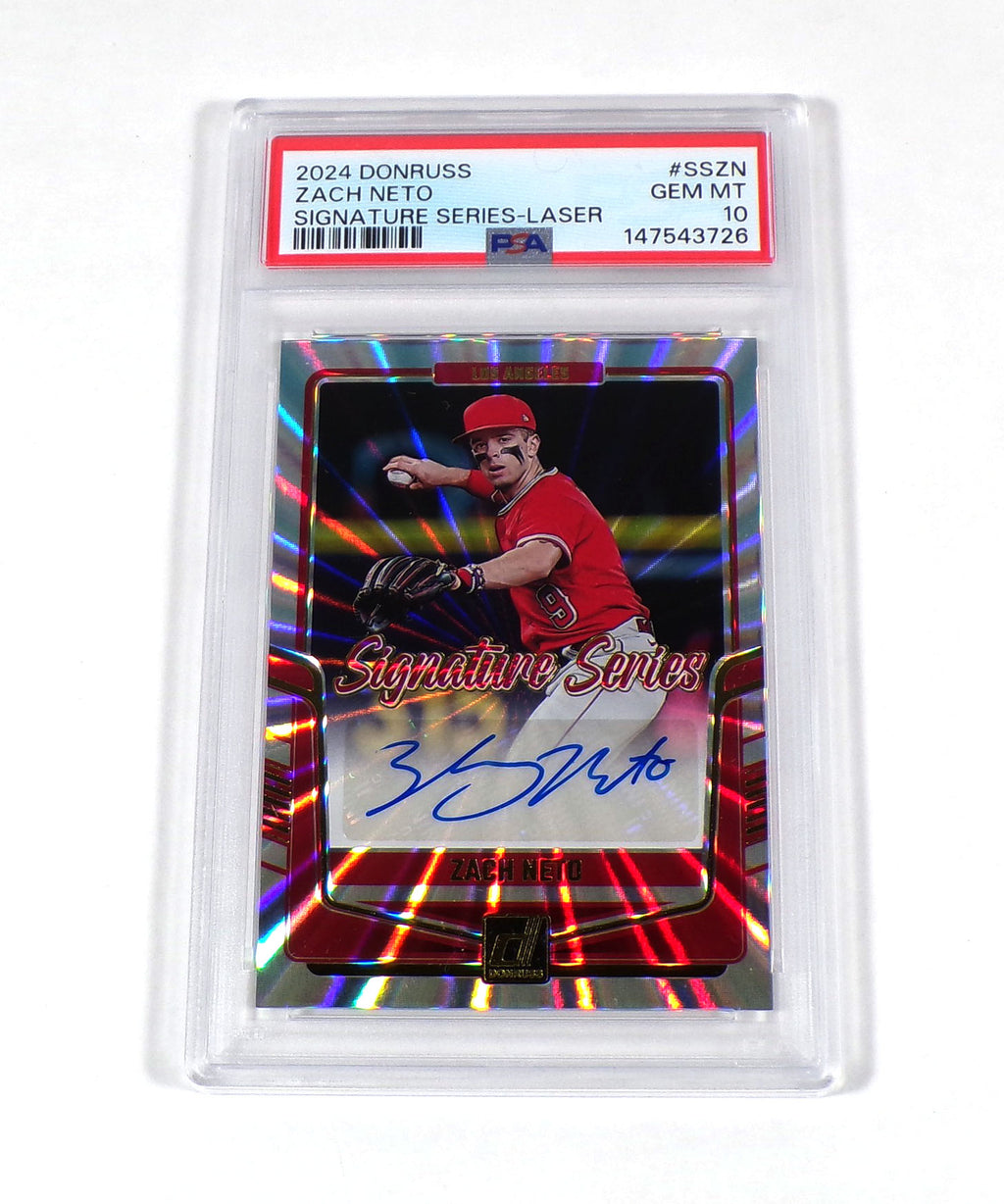 2024 Panini Donruss Zach Neto Signature Series Laser Auto #SSZN Angels PSA 10
