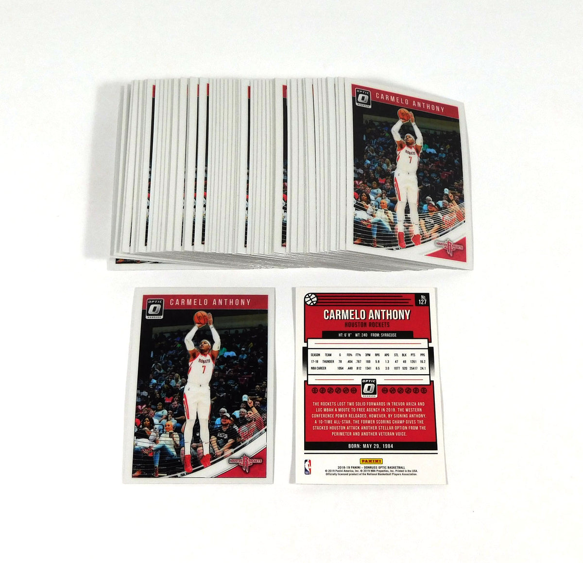 Lot of (57) 2018-19 Panini Donruss Optic Carmelo Anthony #127 Rockets
