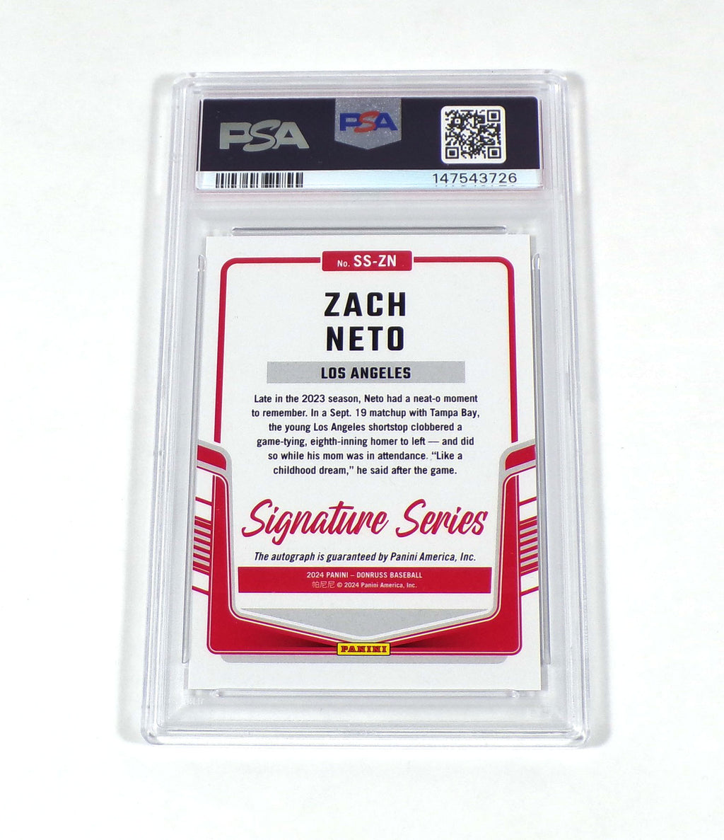 2024 Panini Donruss Zach Neto Signature Series Laser Auto #SSZN Angels PSA 10 Pic2