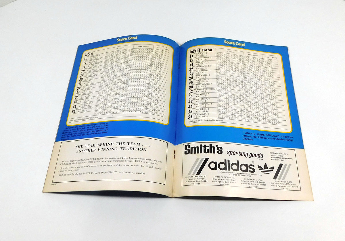 1980 UCLA Bruins at Notre Dame College Basketball Program 1-19-80 Pic2