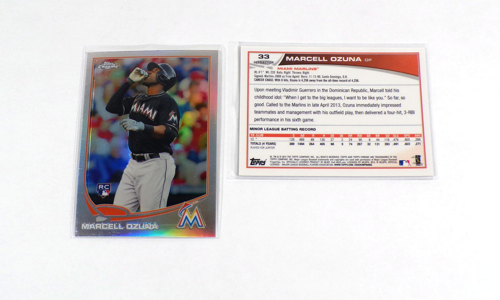 Lot of (13) 2013 Topps Chrome Marcell Ozuna #33 with 3 Refractor Rookies Marlins Pic2
