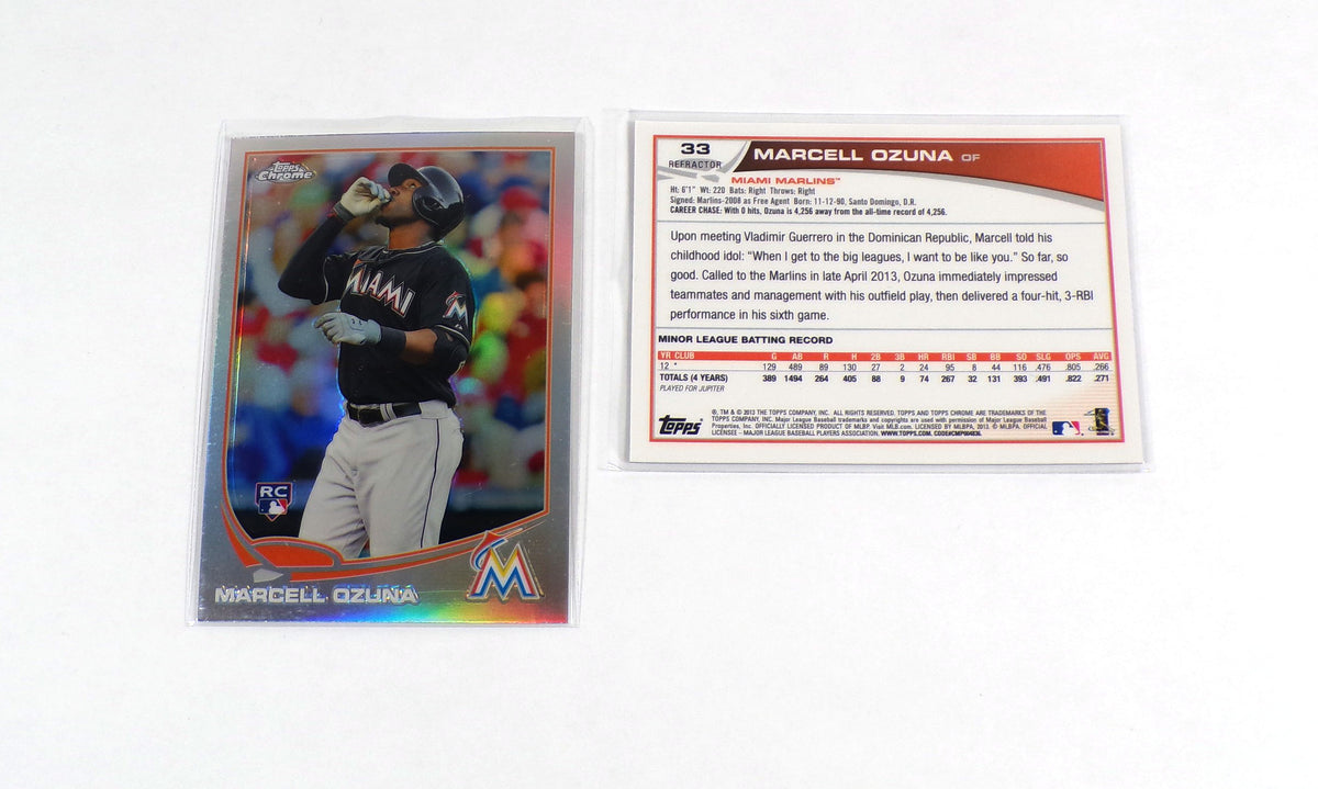 Lot of (13) 2013 Topps Chrome Marcell Ozuna #33 with 3 Refractor Rookies Marlins Pic2