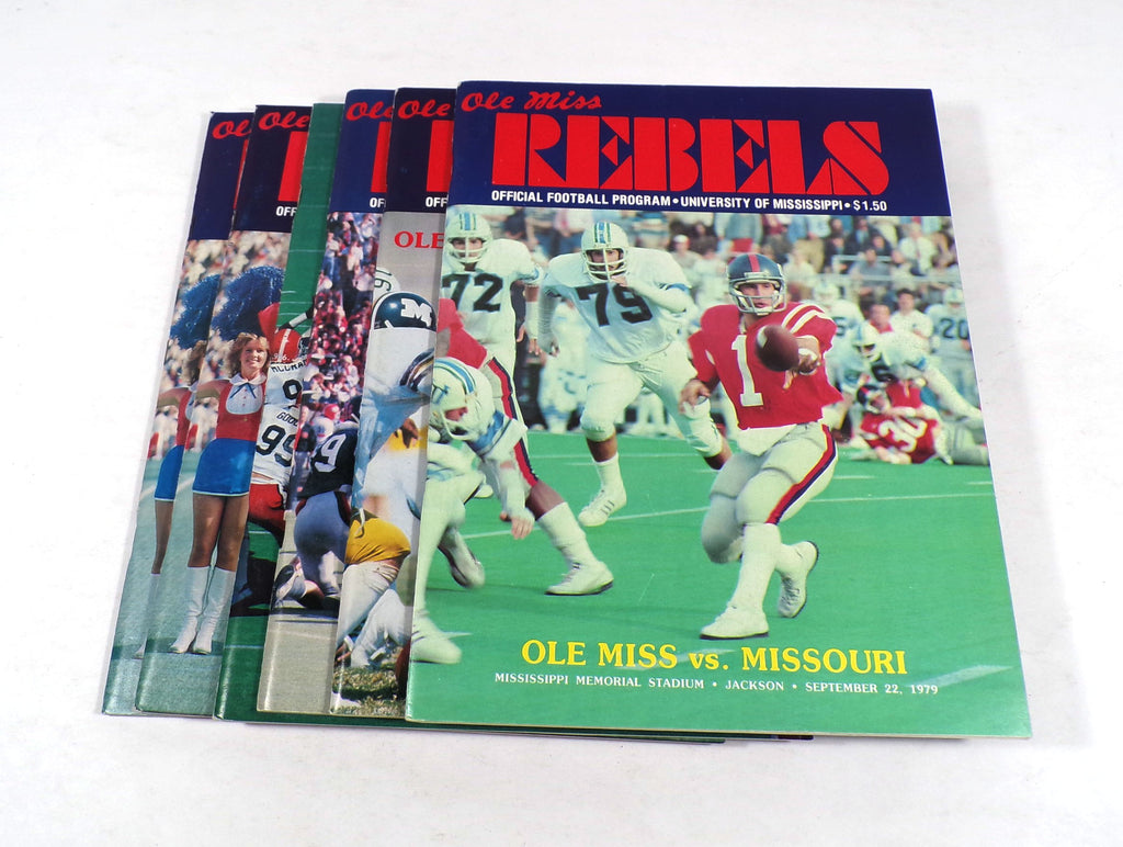 Lot of (6) Assorted 1979 Mississippi College Football Programs