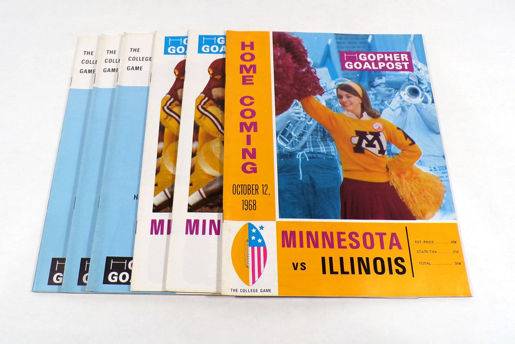 Lot of (6) Assorted 1968 Minnesota College Football Programs