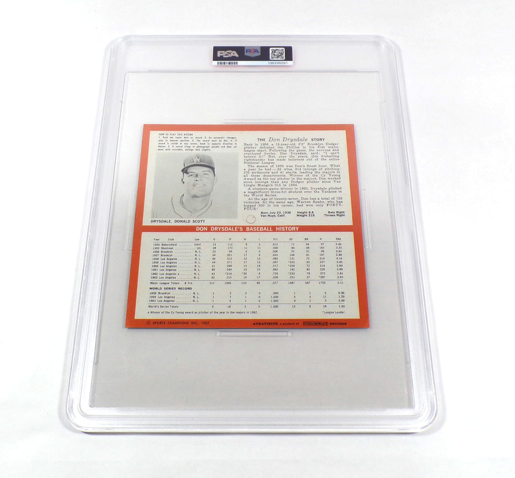 1964 Auravision Don Drysdale Baseball 33 RPM Record #5 Dodgers PSA 5 DA071611 Pic2