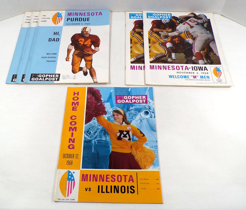 Lot of (6) Assorted 1968 Minnesota College Football Programs Pic2