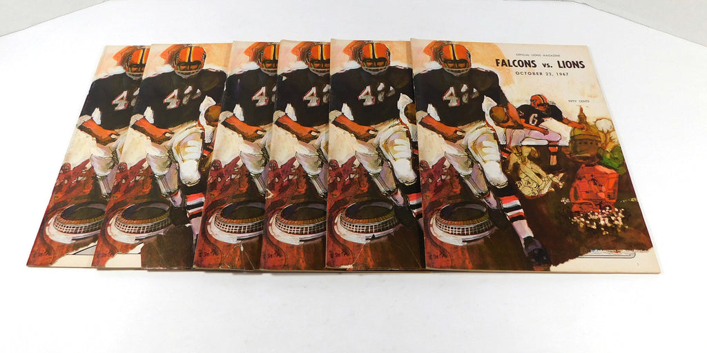 # Lot of (6) 1967 Atlanta Falcons v Detroit Lions NFL Football Programs 10-22-67
