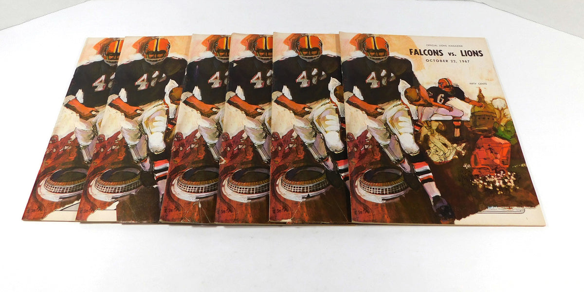 # Lot of (6) 1967 Atlanta Falcons v Detroit Lions NFL Football Programs 10-22-67