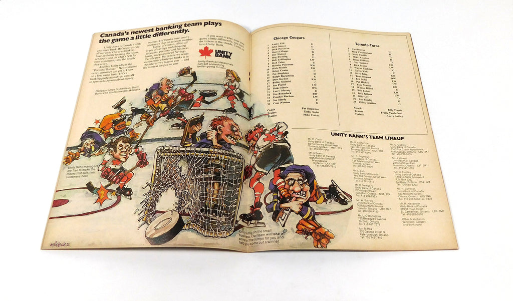 1973-74 Chicago Cougars vs Toronto Toros WHA Hockey Program 4-22-74 Pic2
