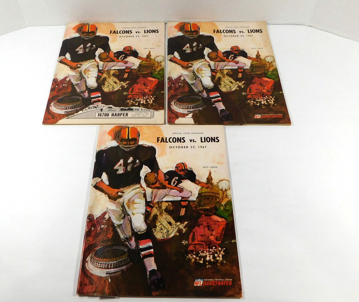 # Lot of (6) 1967 Atlanta Falcons v Detroit Lions NFL Football Programs 10-22-67 Pic2