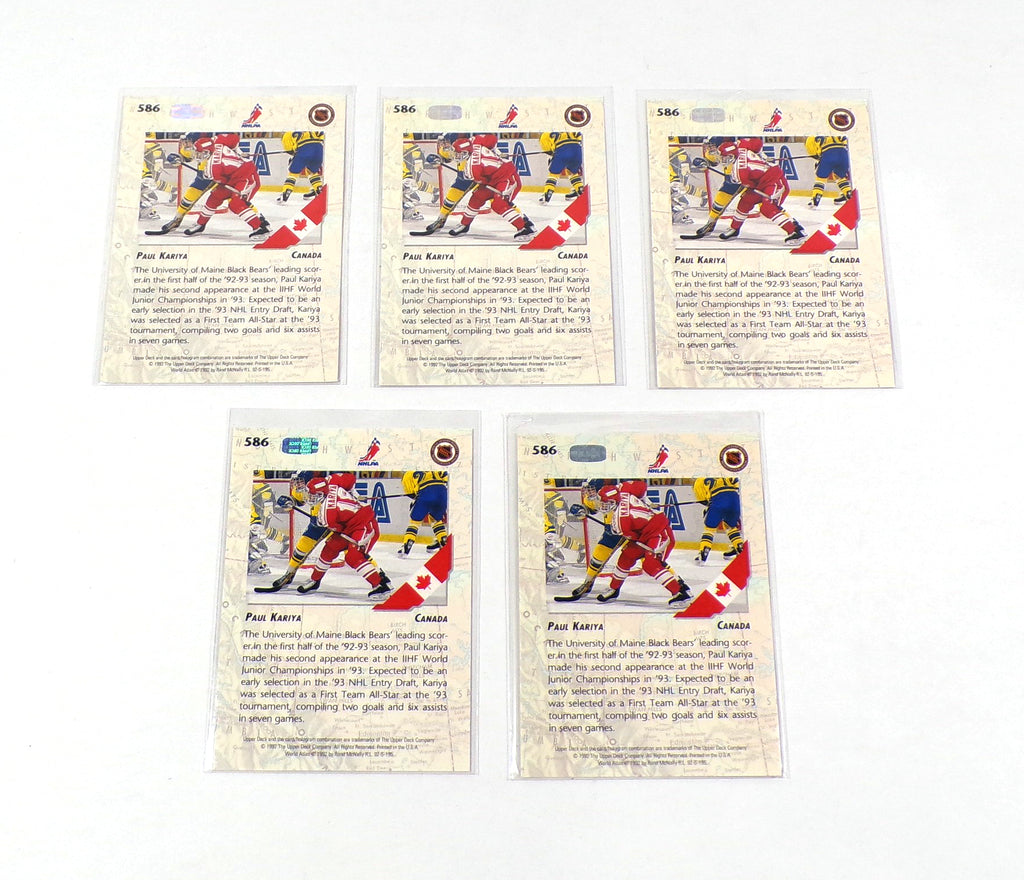 Lot of (5) 1992-93 Upper Deck Paul Kariya #586 Team Canada Pic2