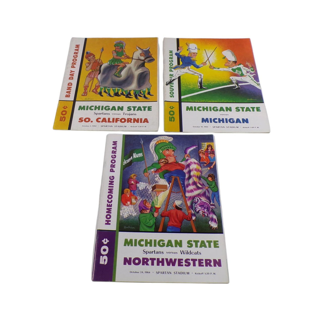 Lot of (3) Different 1964 Michigan State College Football Programs