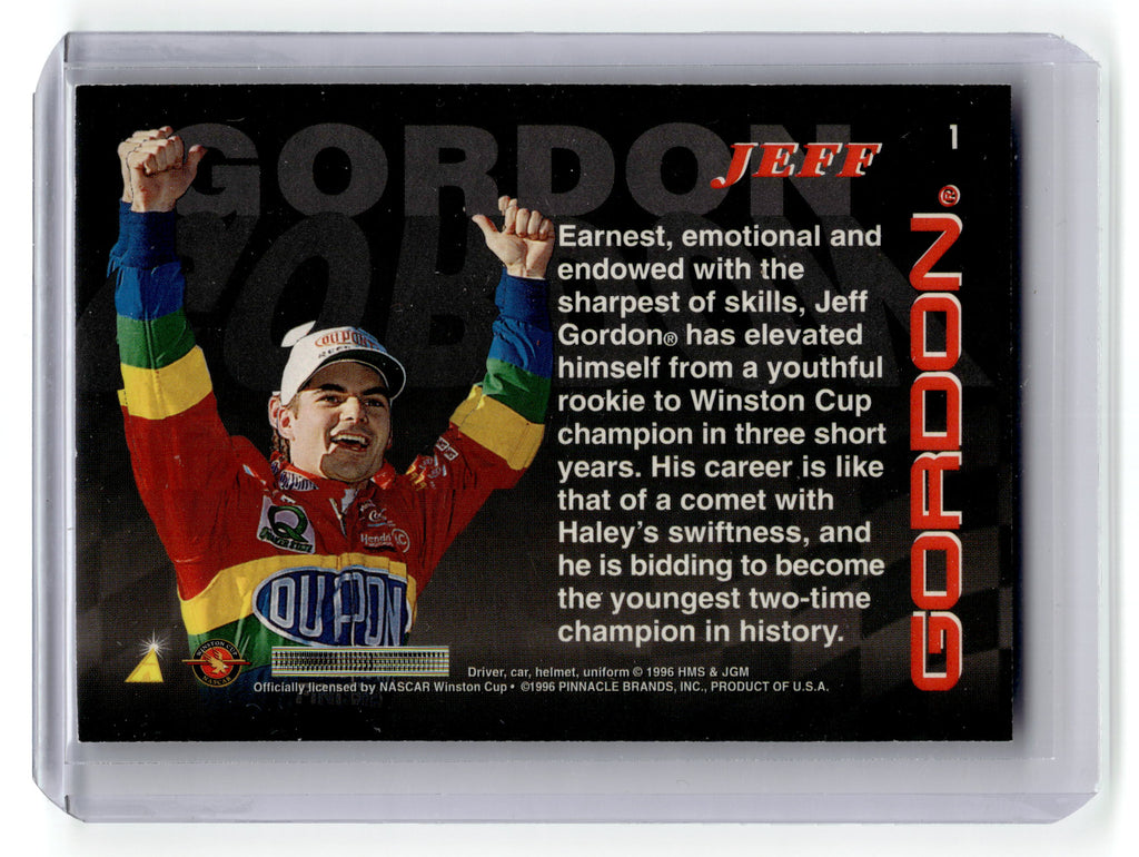 1996 Pinnacle Jeff Gordon Checkered Flag #1 NASCAR Pic2