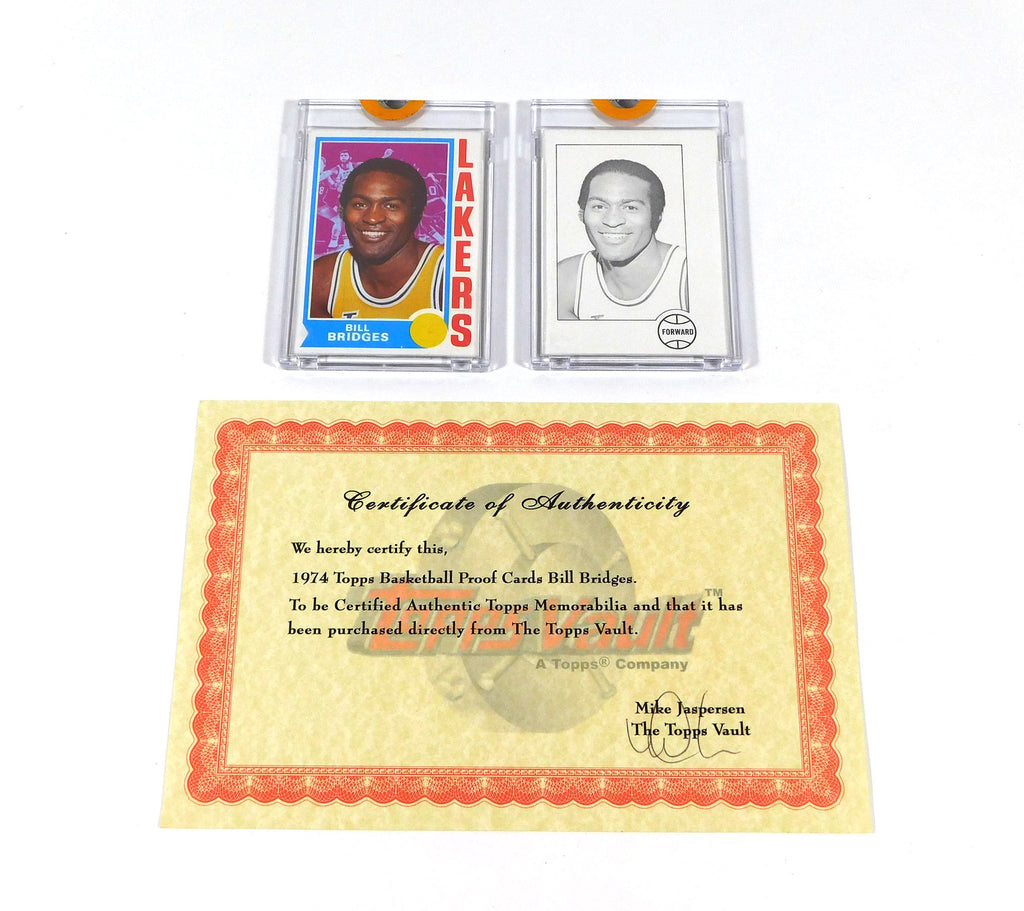 1974-75 Topps Vault Bill Bridges Lakers Set of 2 Proofs With COA
