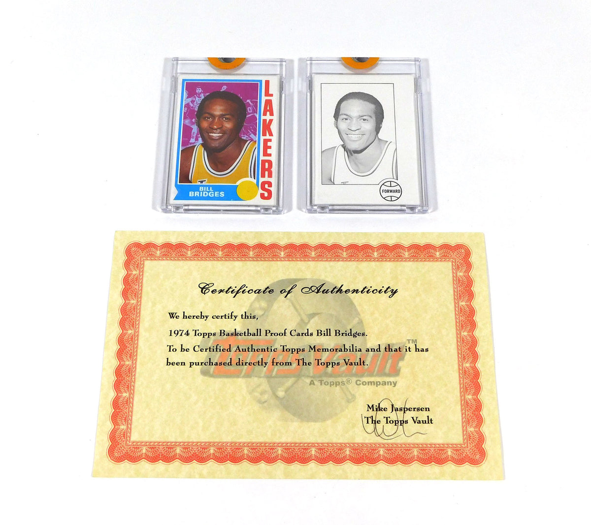 1974-75 Topps Vault Bill Bridges Lakers Set of 2 Proofs With COA