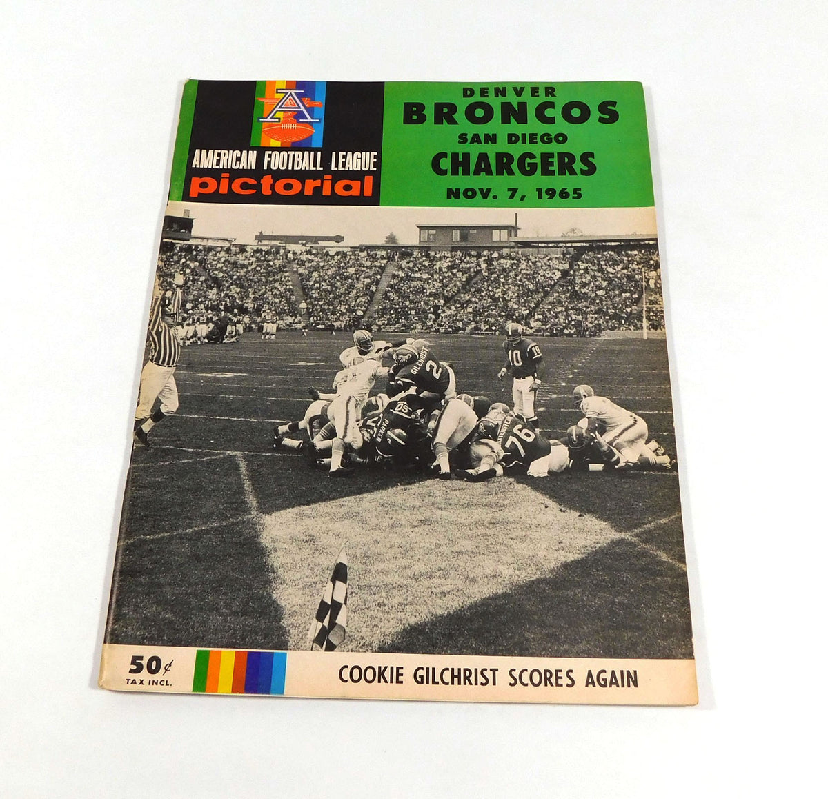 1965 San Diego Chargers at Denver Broncos AFL Football Program 11-7-65