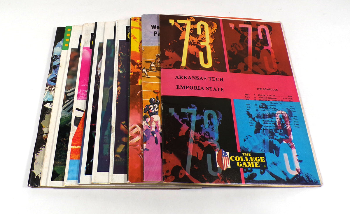 Lot of (10) Different 1972 to 1974 Arkansas Tech College Football Programs