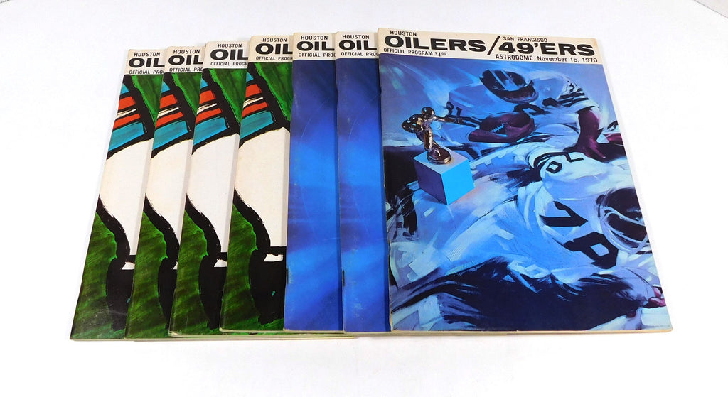 Lot of (7) Assorted 1970 Houston Oilers NFL Football Programs
