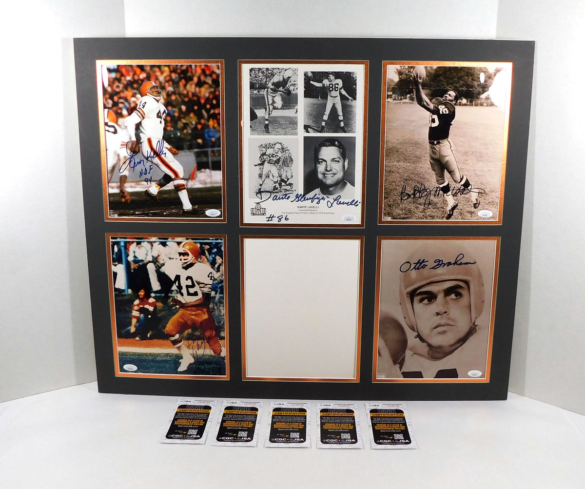 Graham/Warfield/Lavelli/Mitchell/Kelly Signed Photo Display Browns 5 JSA Autos