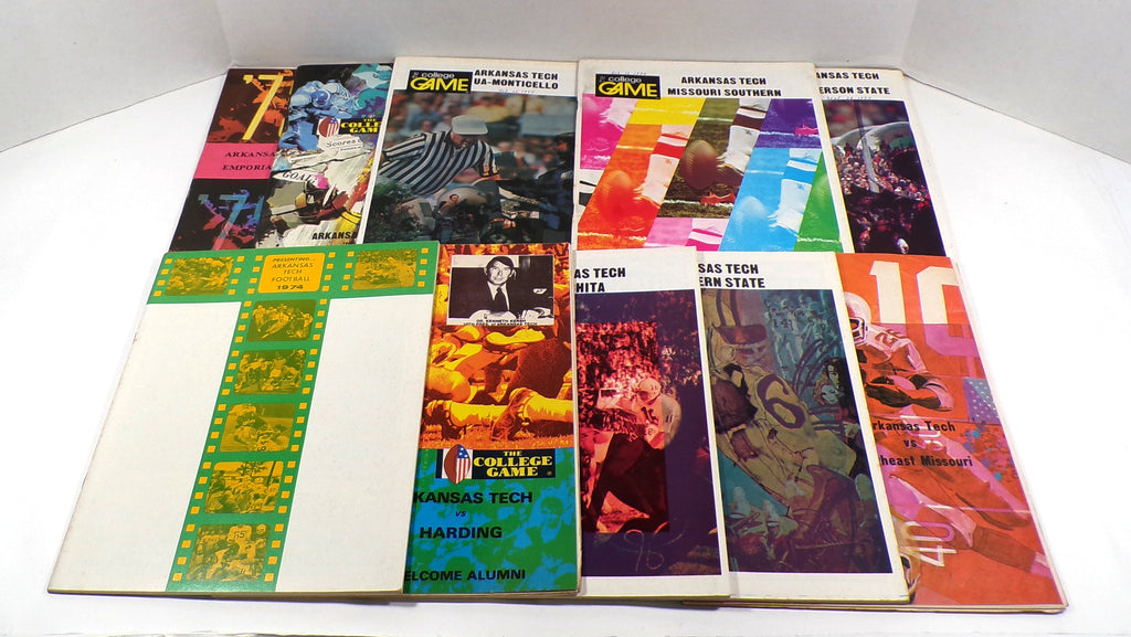 Lot of (10) Different 1972 to 1974 Arkansas Tech College Football Programs Pic2