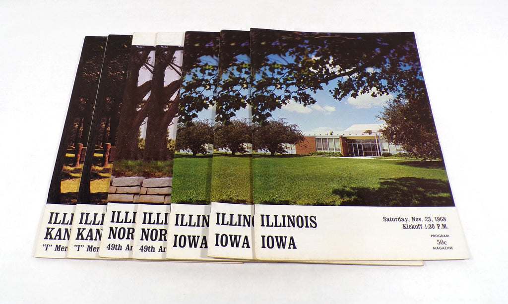 Lot of (7) Assorted 1968 Illinois College Football Programs