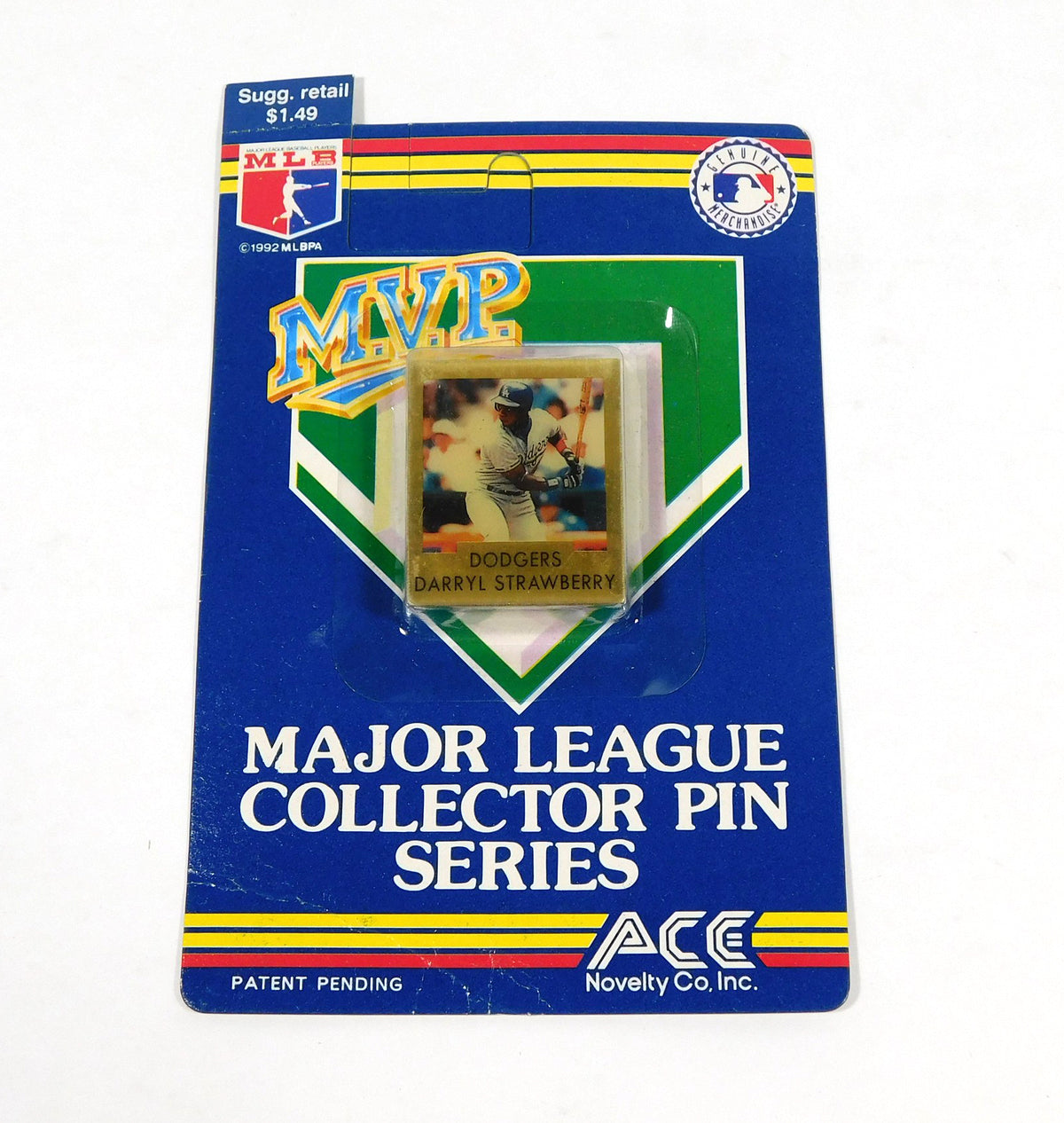 1992 MVP Darryl Strawberry MLB Baseball Collectors Pin Sealed Dodgers