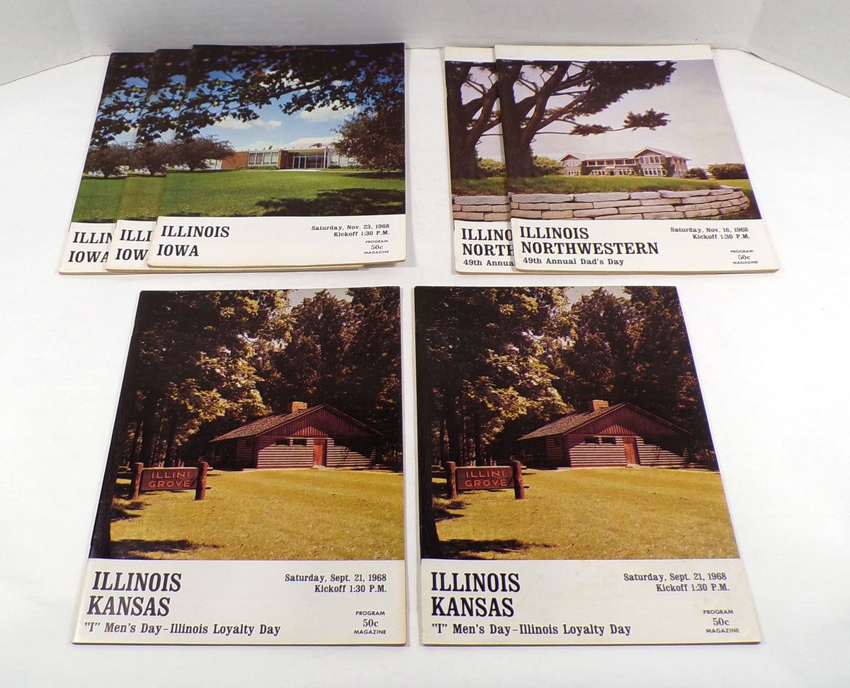 Lot of (7) Assorted 1968 Illinois College Football Programs Pic2
