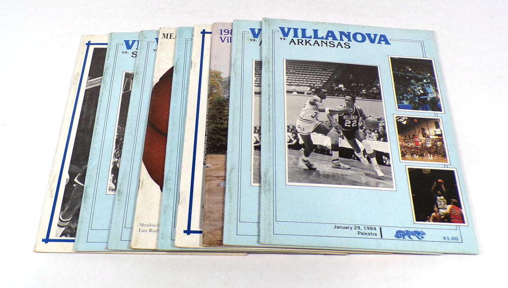Lot of (8) Assorted 1982 to 1986 Villanova College Basketball Programs + Guide