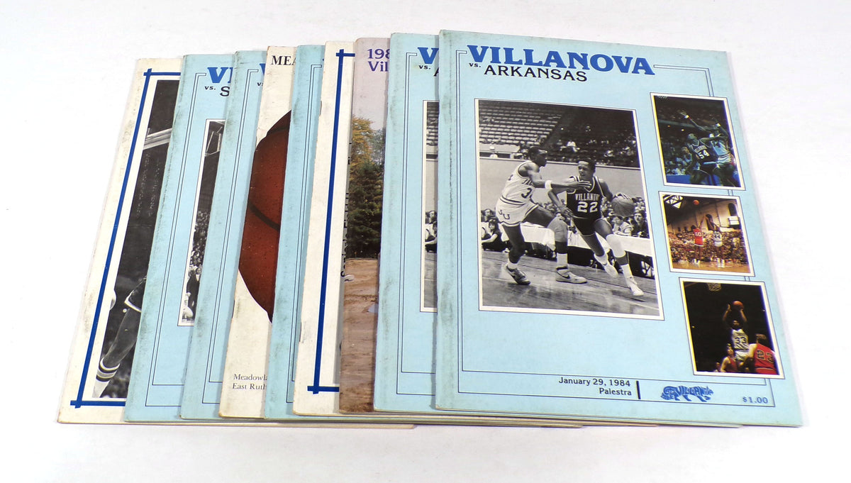 Lot of (8) Assorted 1982 to 1986 Villanova College Basketball Programs + Guide