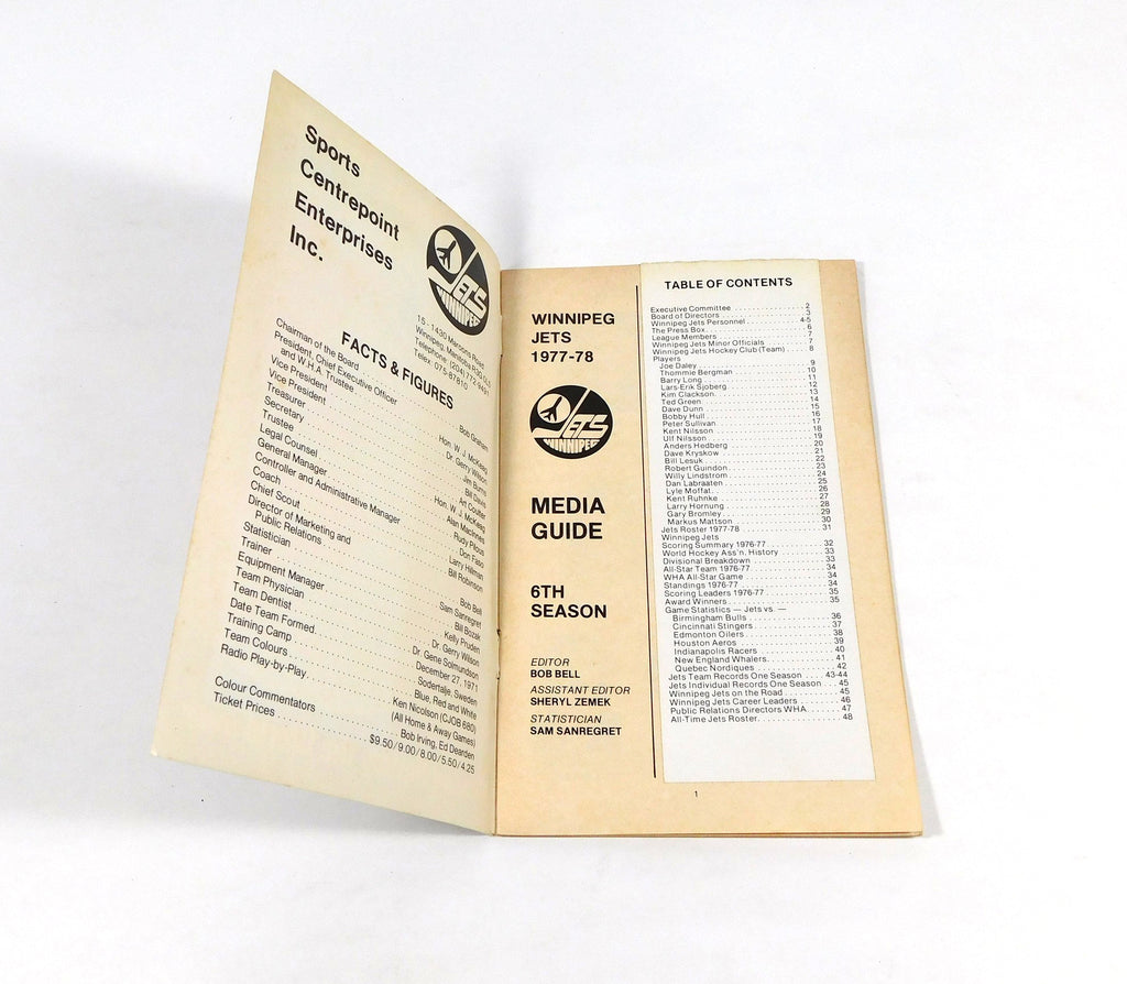 1977-78 Winnipeg Jets WHA Hockey Media Guide Pic2