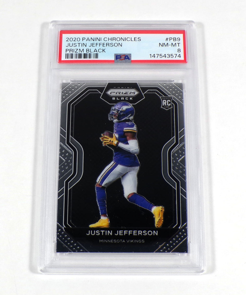 2020 Panini Chronicles Justin Jefferson Rookie Prizm Black #PB9 Vikings PSA 8