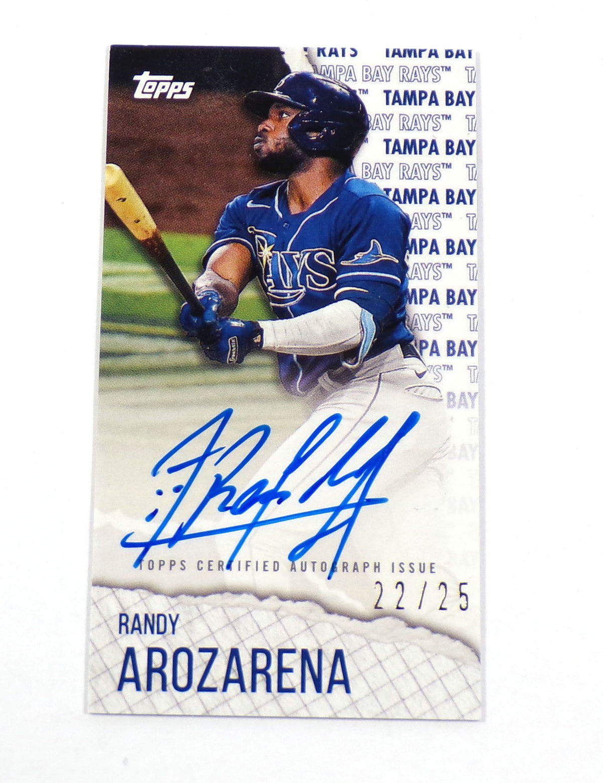 2021 Topps Rip Mini Autographs Randy Arozarena Purple #RIPAURAR On Card Auto /25