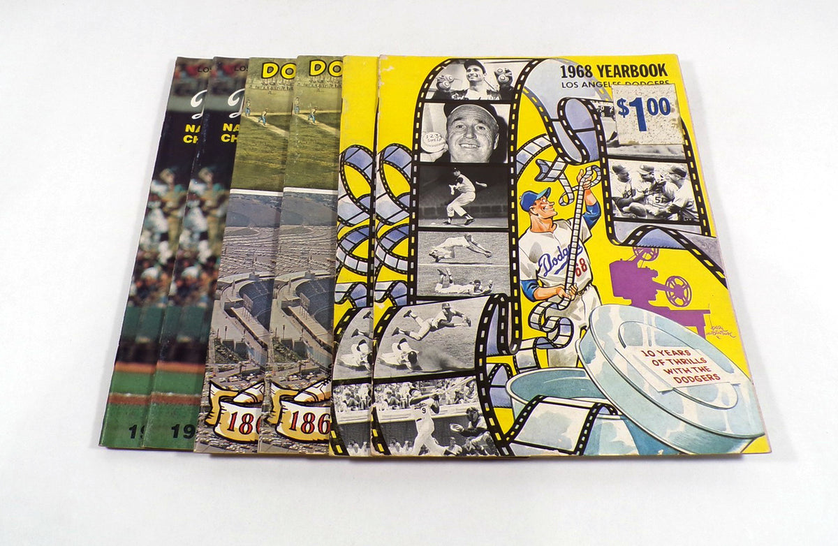 Lot of (6) Assorted 1968 to 1975 Los Angeles Dodgers MLB Baseball Yearbooks