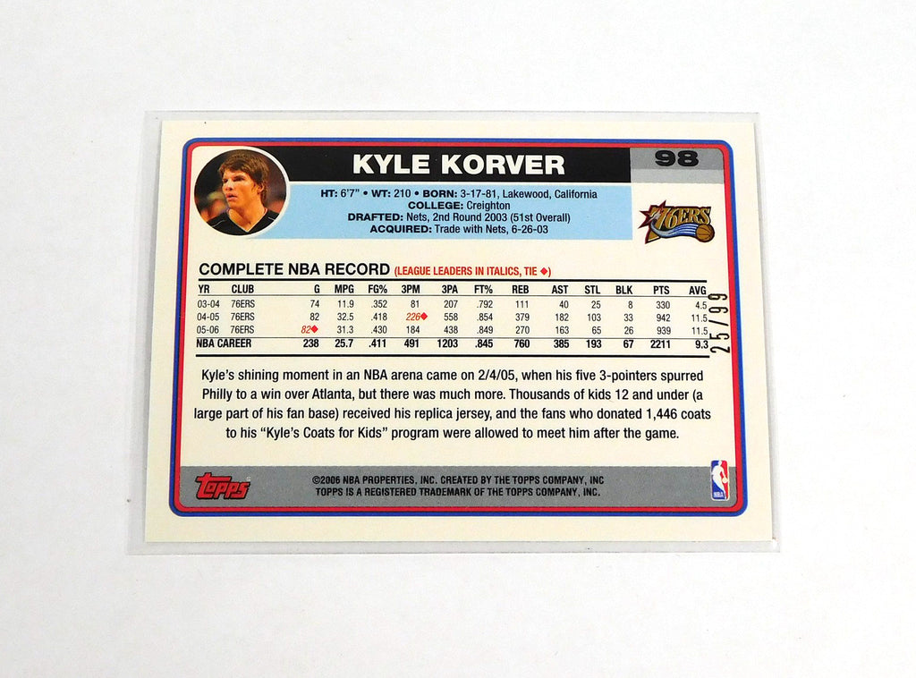 2006-07 Topps Black Kyle Korver #98 Rookie 76ers /99 Pic2
