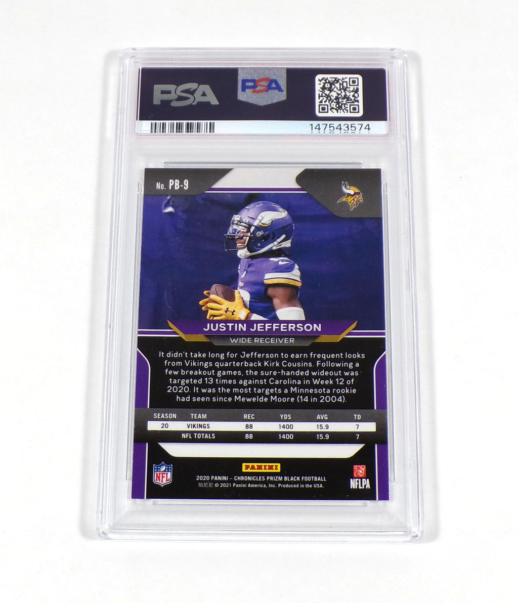 2020 Panini Chronicles Justin Jefferson Rookie Prizm Black #PB9 Vikings PSA 8 Pic2