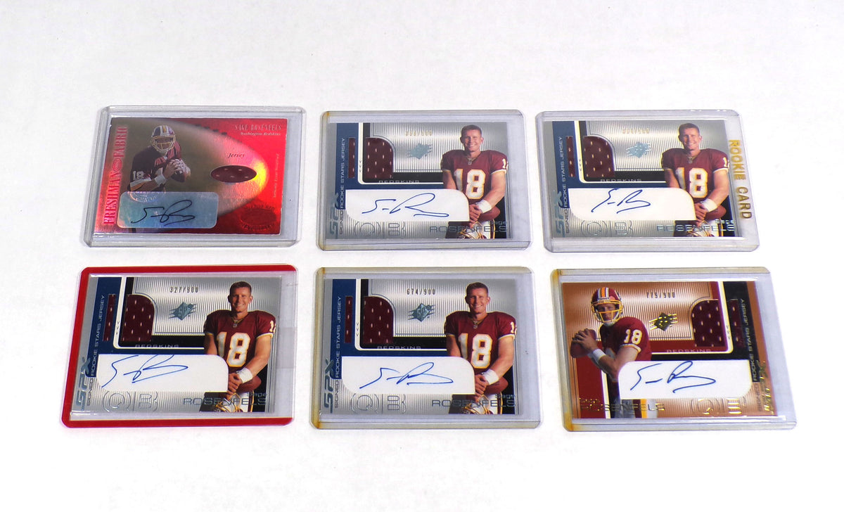 Lot of (6) Assorted 2001 Sage Rosenfels Auto Rookies Redskins