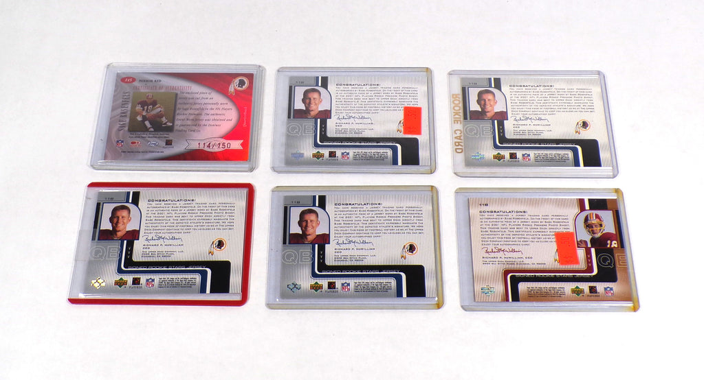 Lot of (6) Assorted 2001 Sage Rosenfels Auto Rookies Redskins Pic2