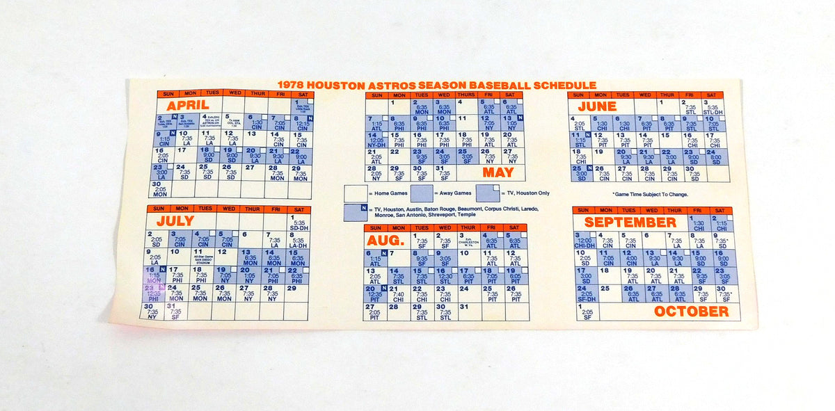 1978 Houston Astros Baseball Schedule Unfolded Houston Chronicle Pic2