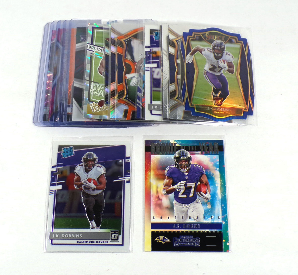 Lot of (19) Assorted 2020-2025 Panini & Topps Baltimore Ravens Rookies