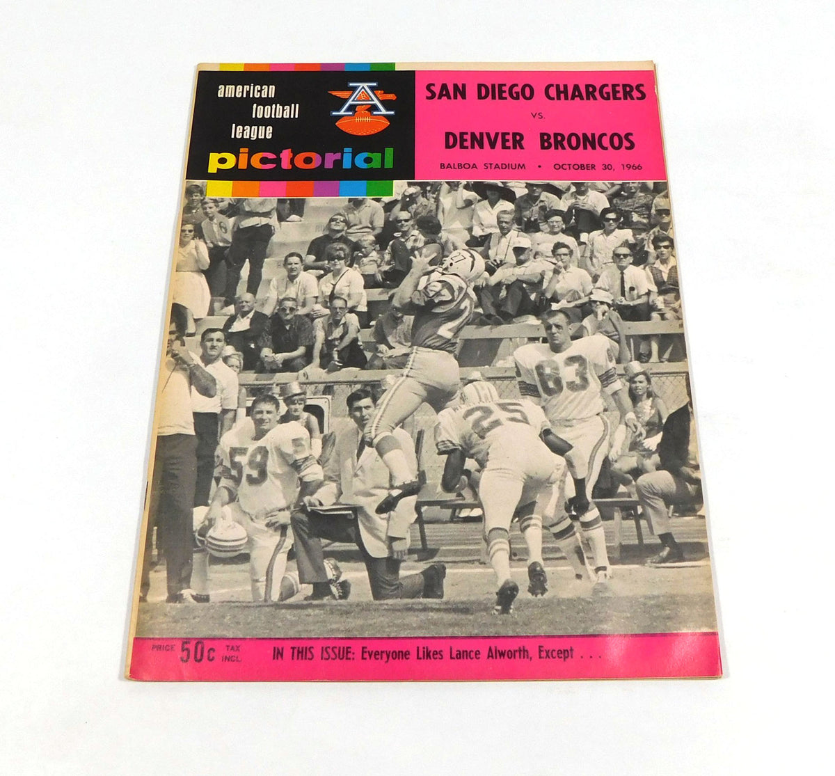 1966 Denver Broncos at San Diego Chargers AFL Football Program 10-30-66