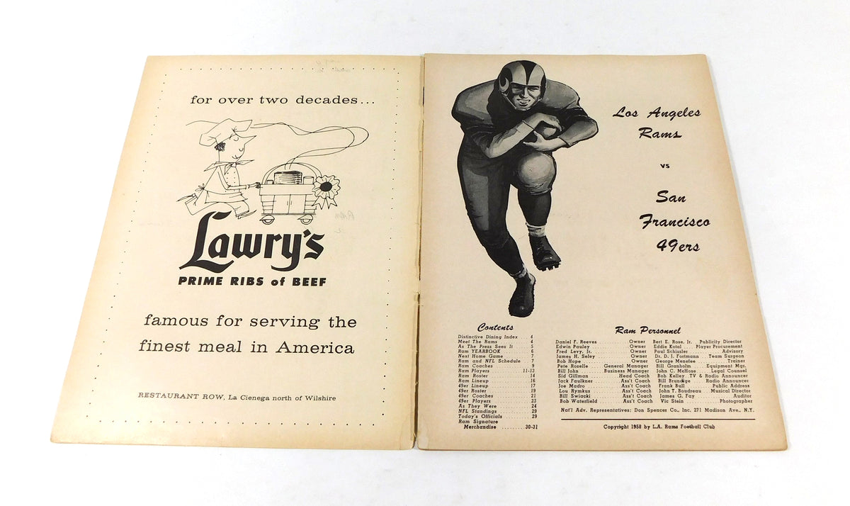 # 1958 San Francisco 49ers at Los Angeles Rams NFL Football Program 11-9-58 Pic2