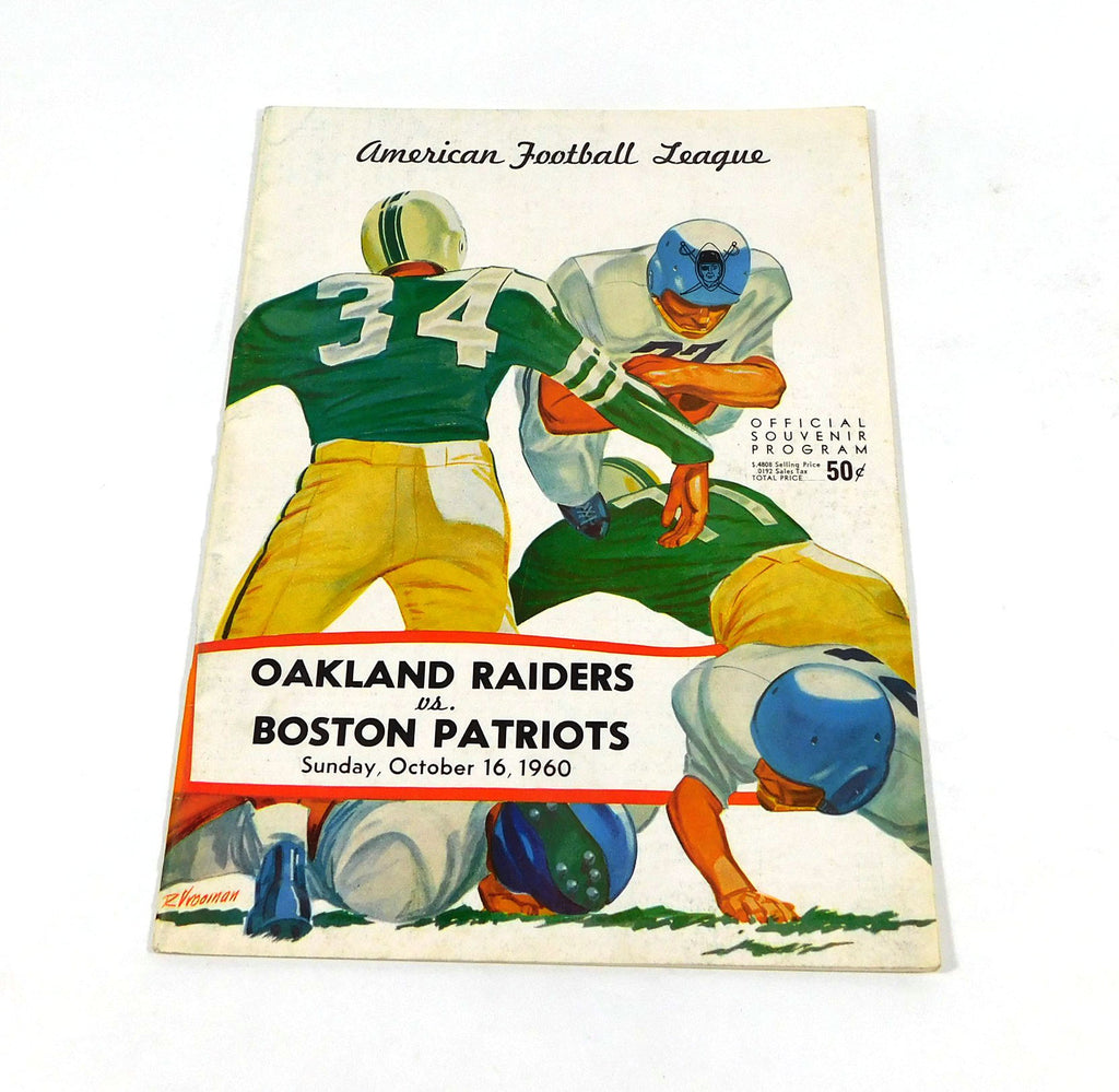 1960 Boston Patriots at Oakland Raiders AFL Football Program 10-16-60