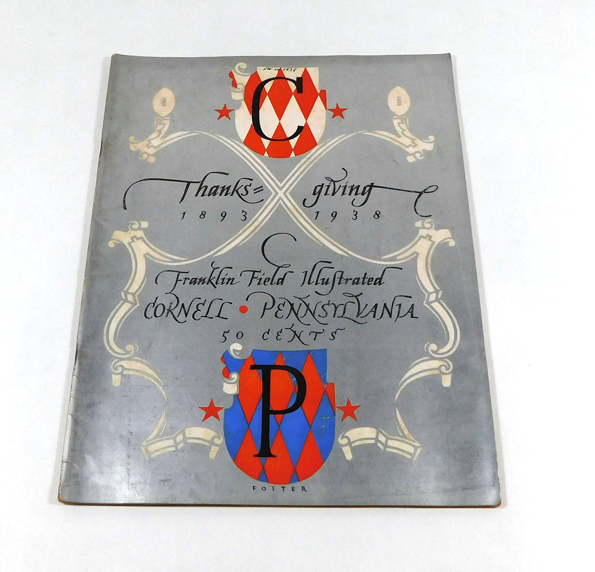 1938 Cornell at Pennsylvania College Football Program 11-24-38