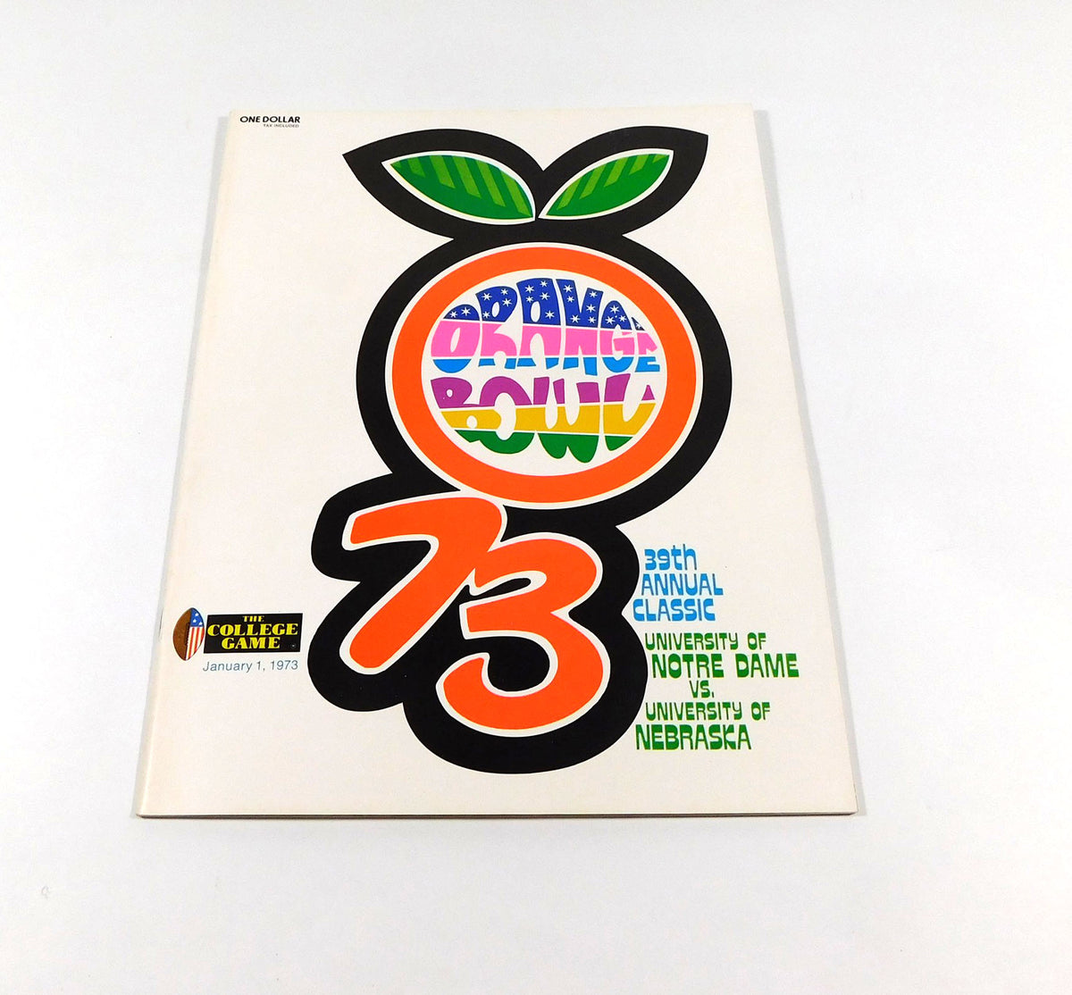 1973 Notre Dame vs Nebraska Orange Bowl College Football Program