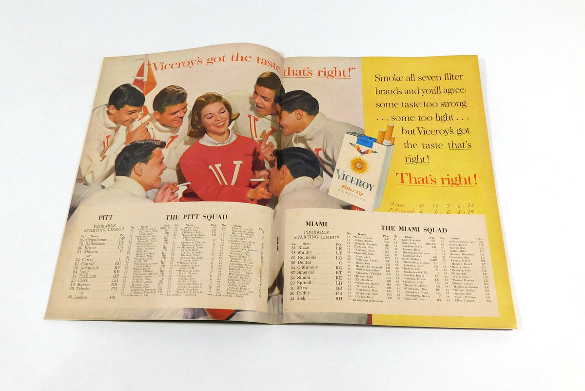 1962 Miami Florida at Pittsburgh College Football Program 9-15-62 Pic2
