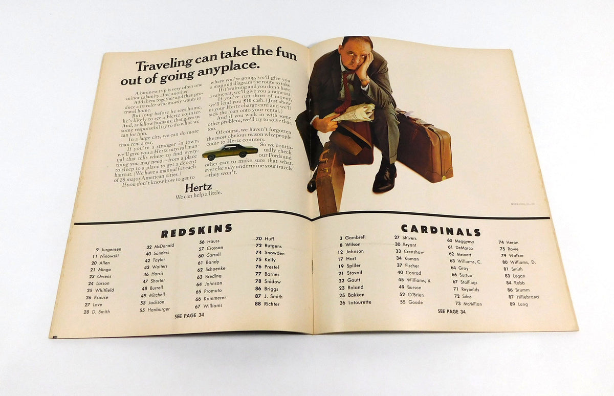 1967 St. Louis Cardinals at Washington Redskins NFL Football Program 11-5-67 Pic2